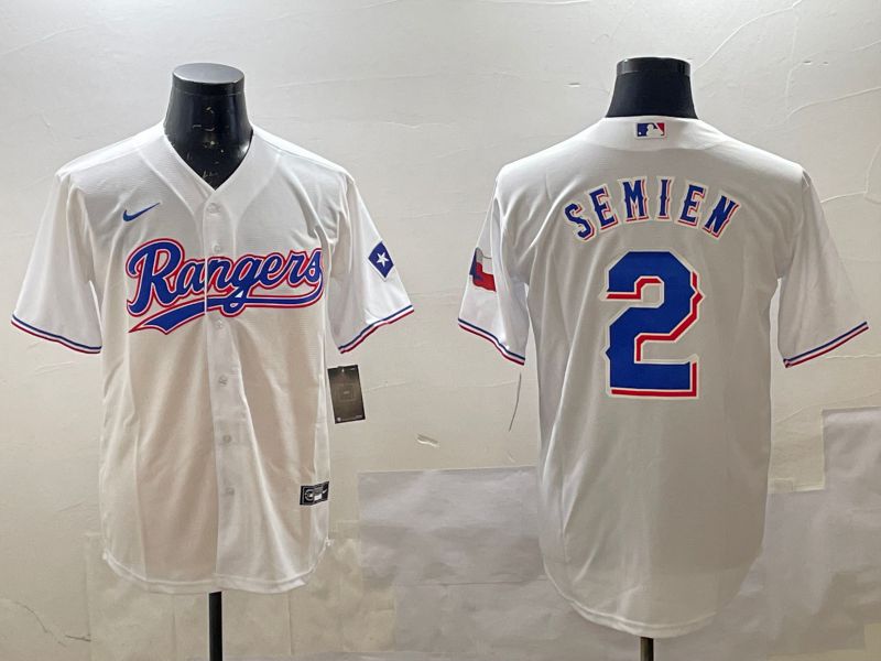 Men Texas Rangers #2 Semien White Game 2025 Nike MLB Jersey style 5->seattle mariners->MLB Jersey